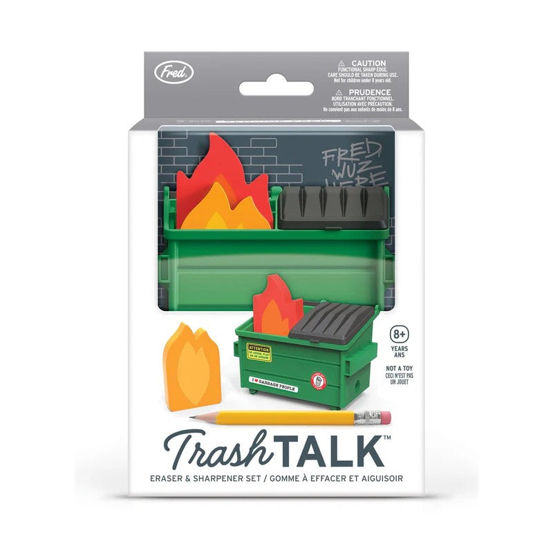 Trash Talk Dumpster Fire Eraser & Sharpener Set