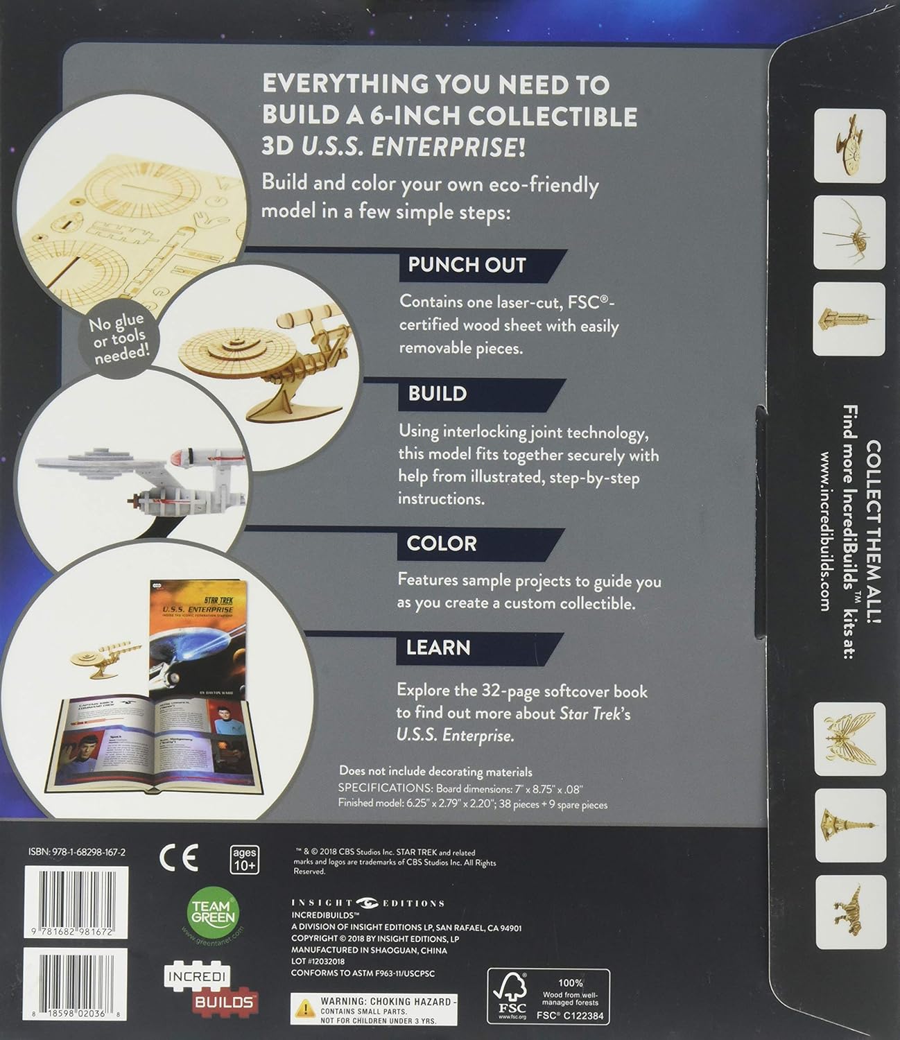 U.S.S. Enterprise IncrediBuilds 3D Wood Model Star Trek