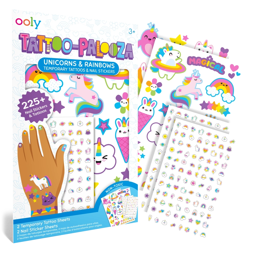 Unicorns & Rainbows Tattoo-Palooza Temporary Tattoos & Nail Tattoos