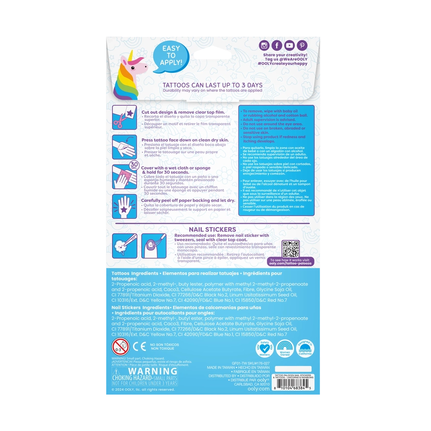 Unicorns & Rainbows Tattoo-Palooza Temporary Tattoos & Nail Tattoos
