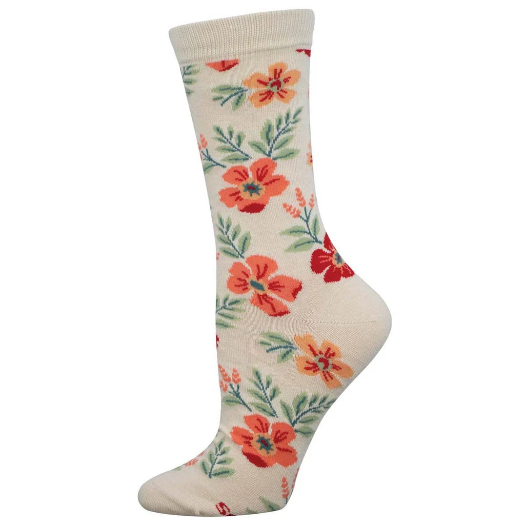 Wild Flowers Women's Bamboo Socks Ivory