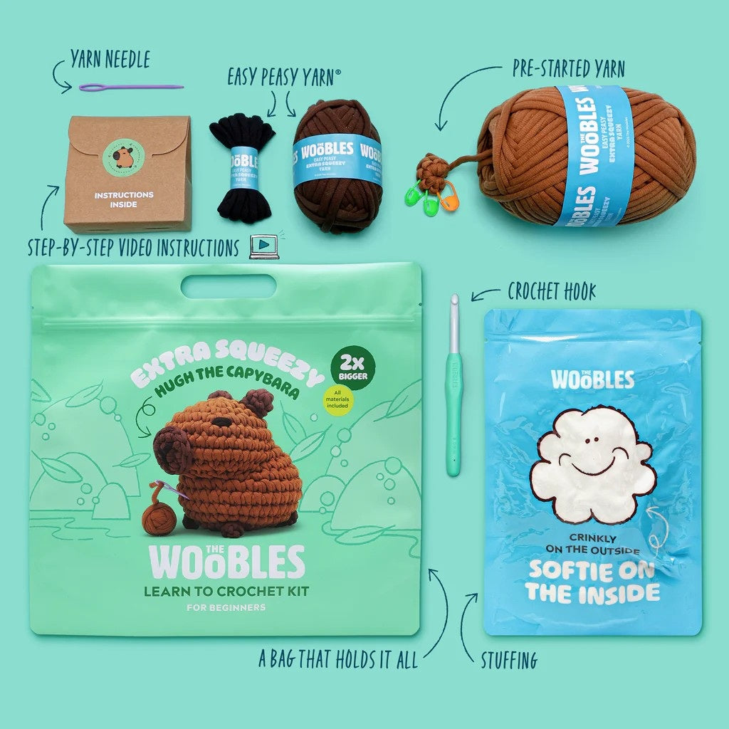Woobles Extra Squeezy Hugh The Capybara Beginner Crochet Kit