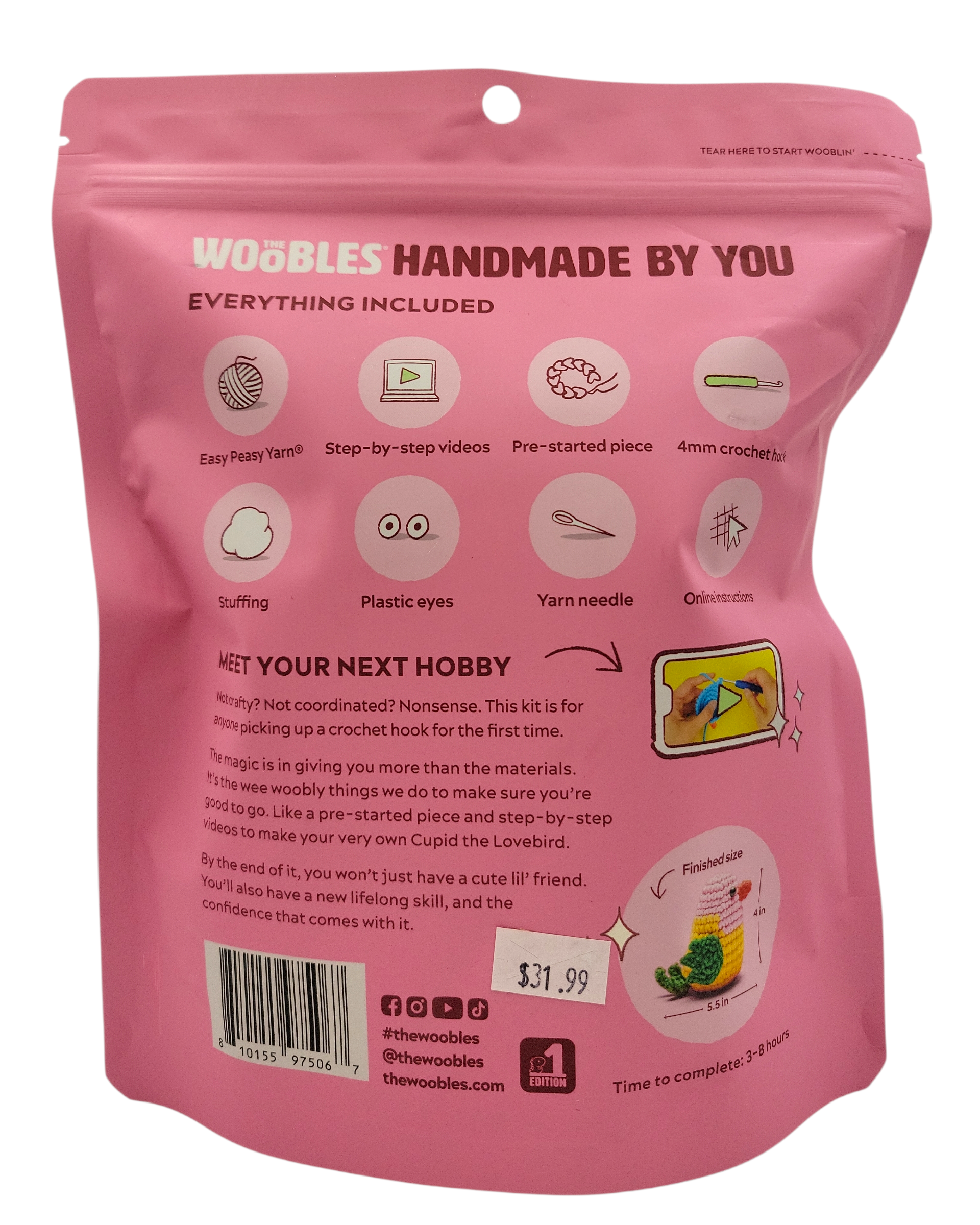 Woobles Cupid The Lovebird Crochet Kit