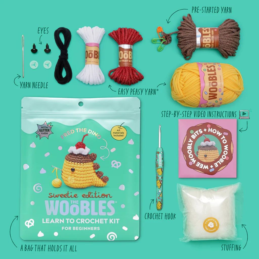 Woobles Fred The Dino Sweetie Edition Beginner Crochet Kit – www