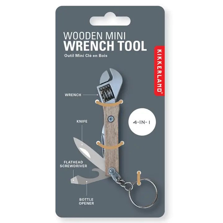Wooden Mini Wrench 4-In-1 Tool