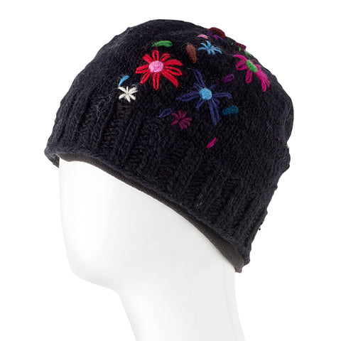 Wool Hat Multi Color Flowers 21.99 Black