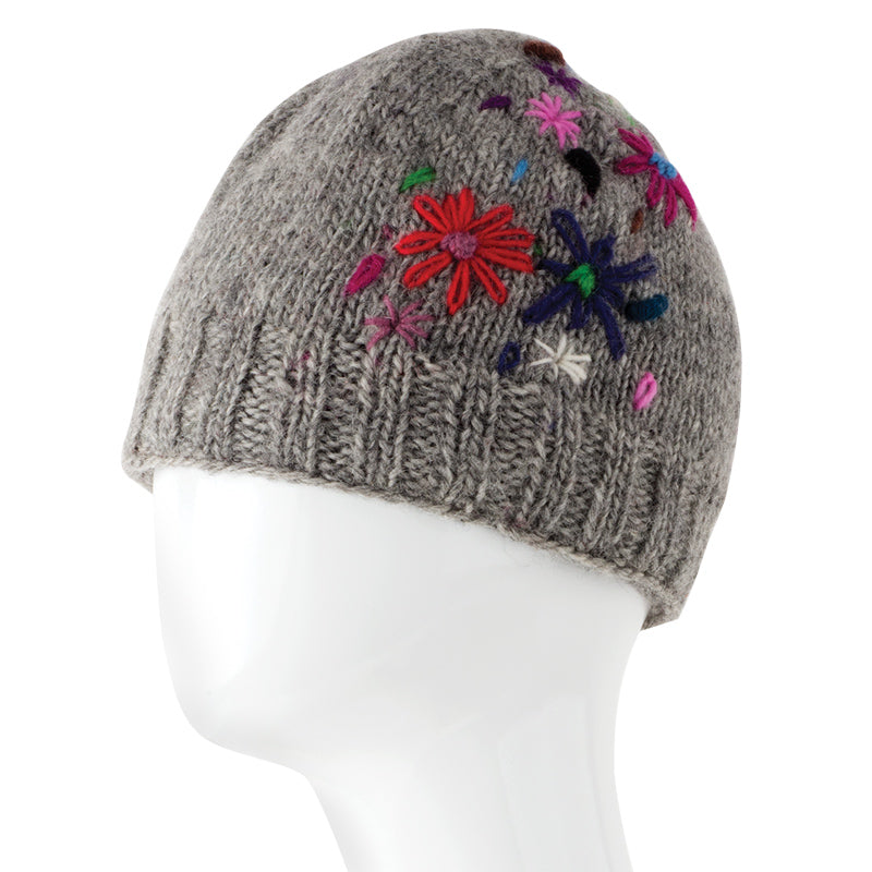 Wool Hat Multi Color Flowers 21.99 Gray