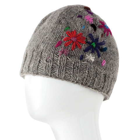 Wool Hat Multi Color Flowers 21.99 Gray