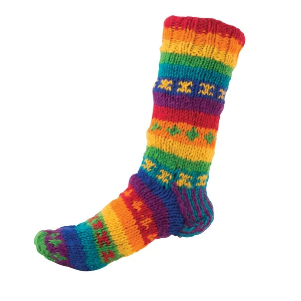 Wool Lined Rainbow Socks L/XL
