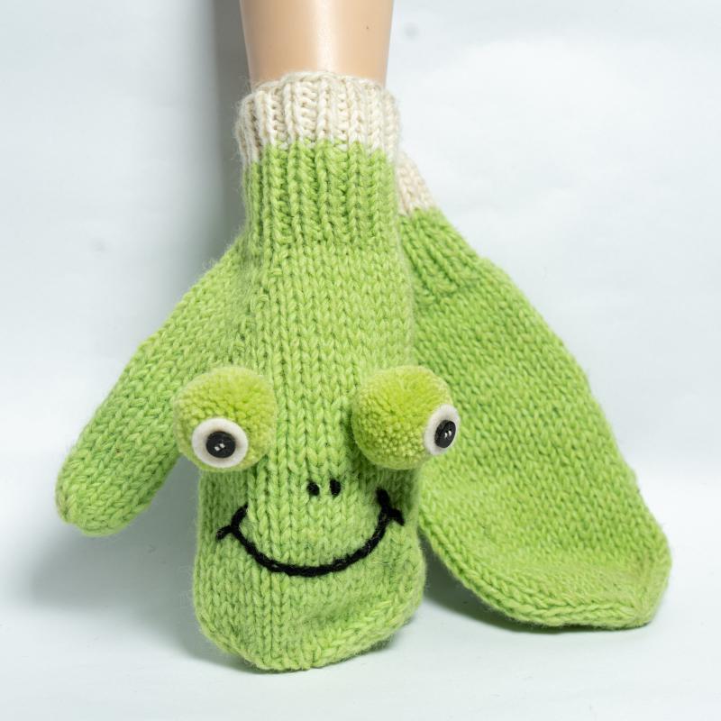 Wool Frog Mittens Green