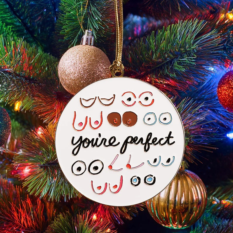 You're Perfect Boobs Enamel Ornament