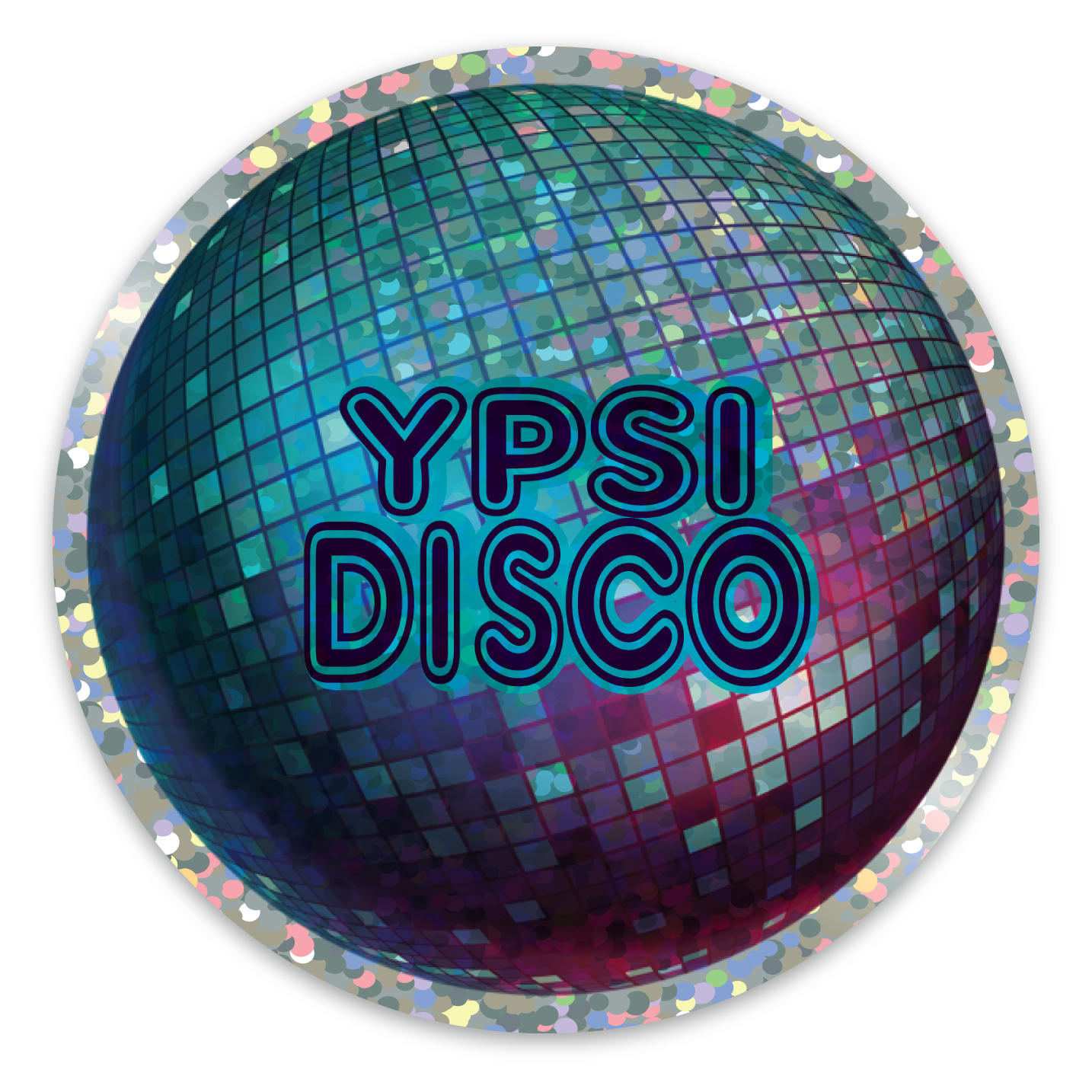 Ypsi Disco Glitter Vinyl Sticker