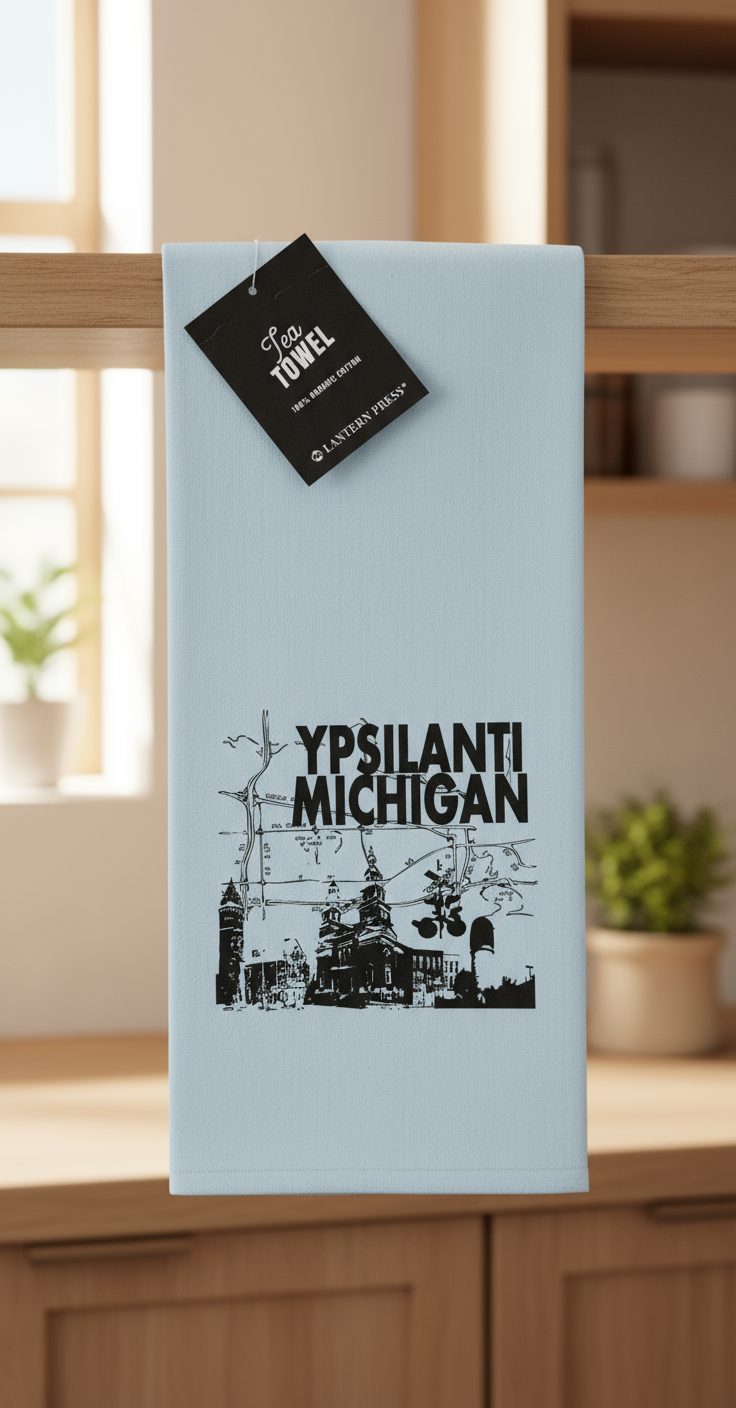Ypsilanti Michigan Map Dish Towel