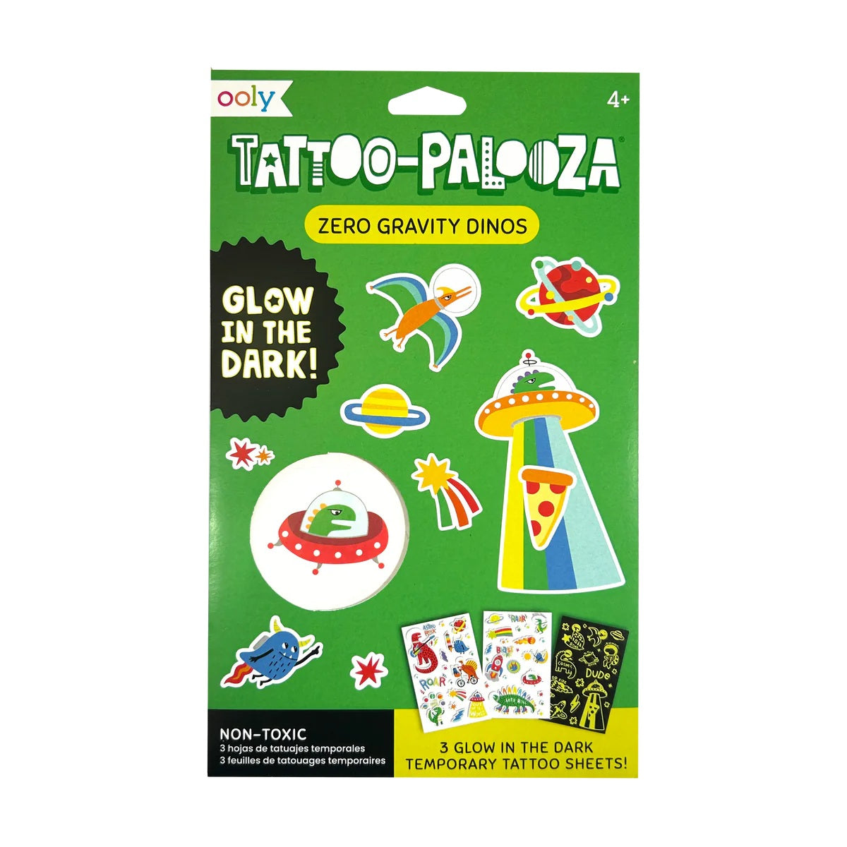 Zero Gravity Dinos Tattoo-Palooza Glow Temporary Tattoos