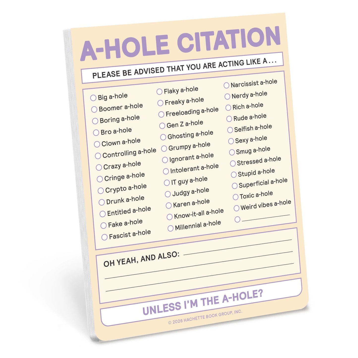 A-Hole Citation Nifty Notes