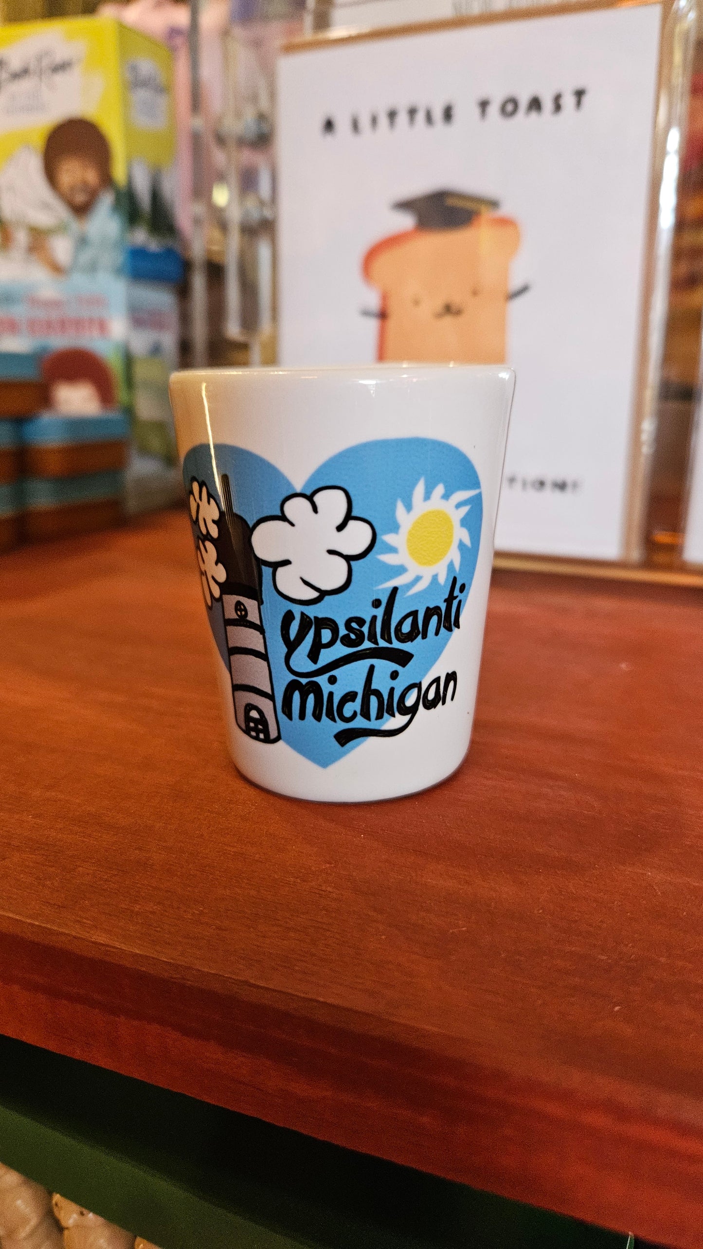 Ypsilanti Cartoon Shot Glass White