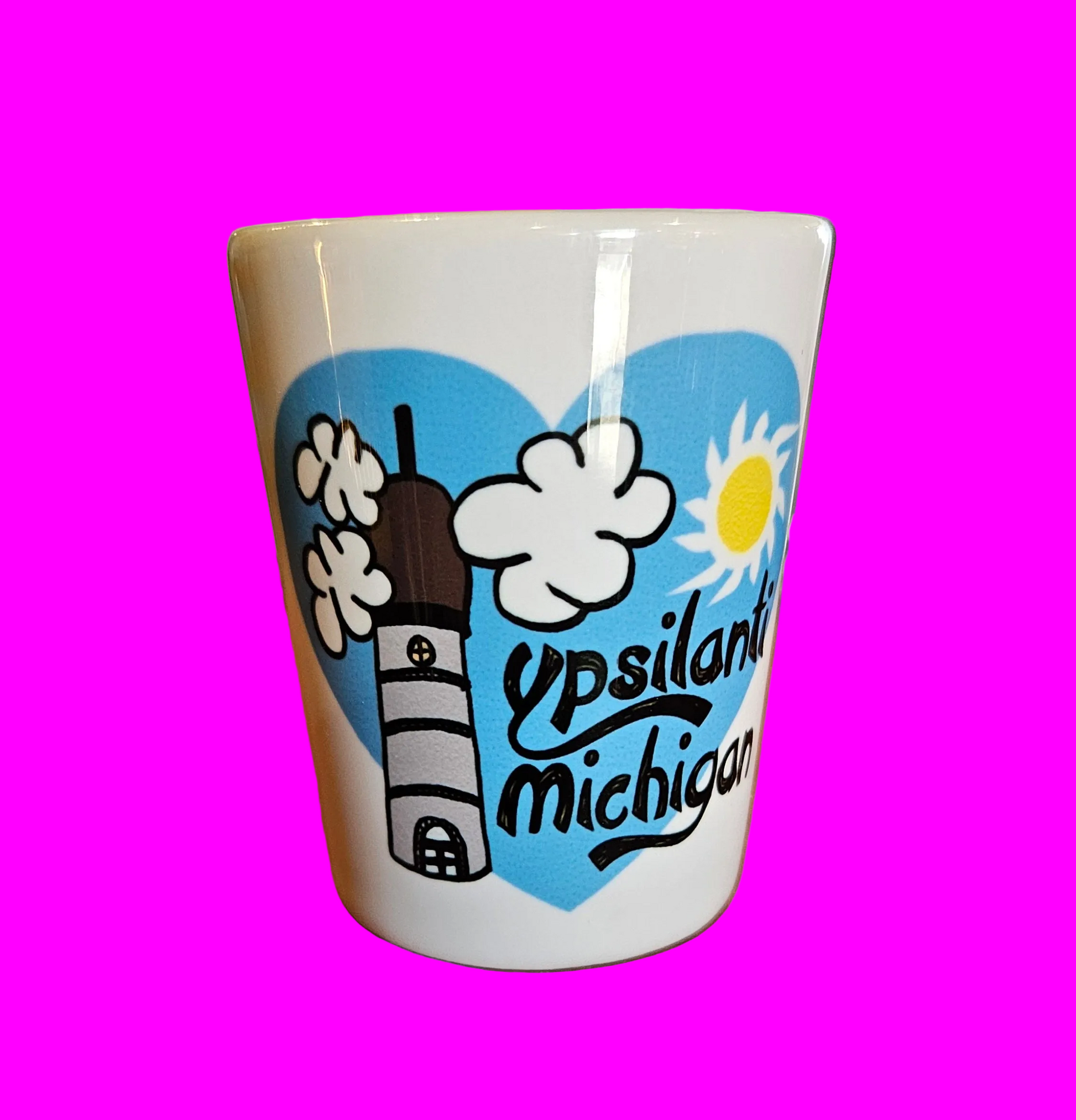 Ypsilanti Cartoon Shot Glass White