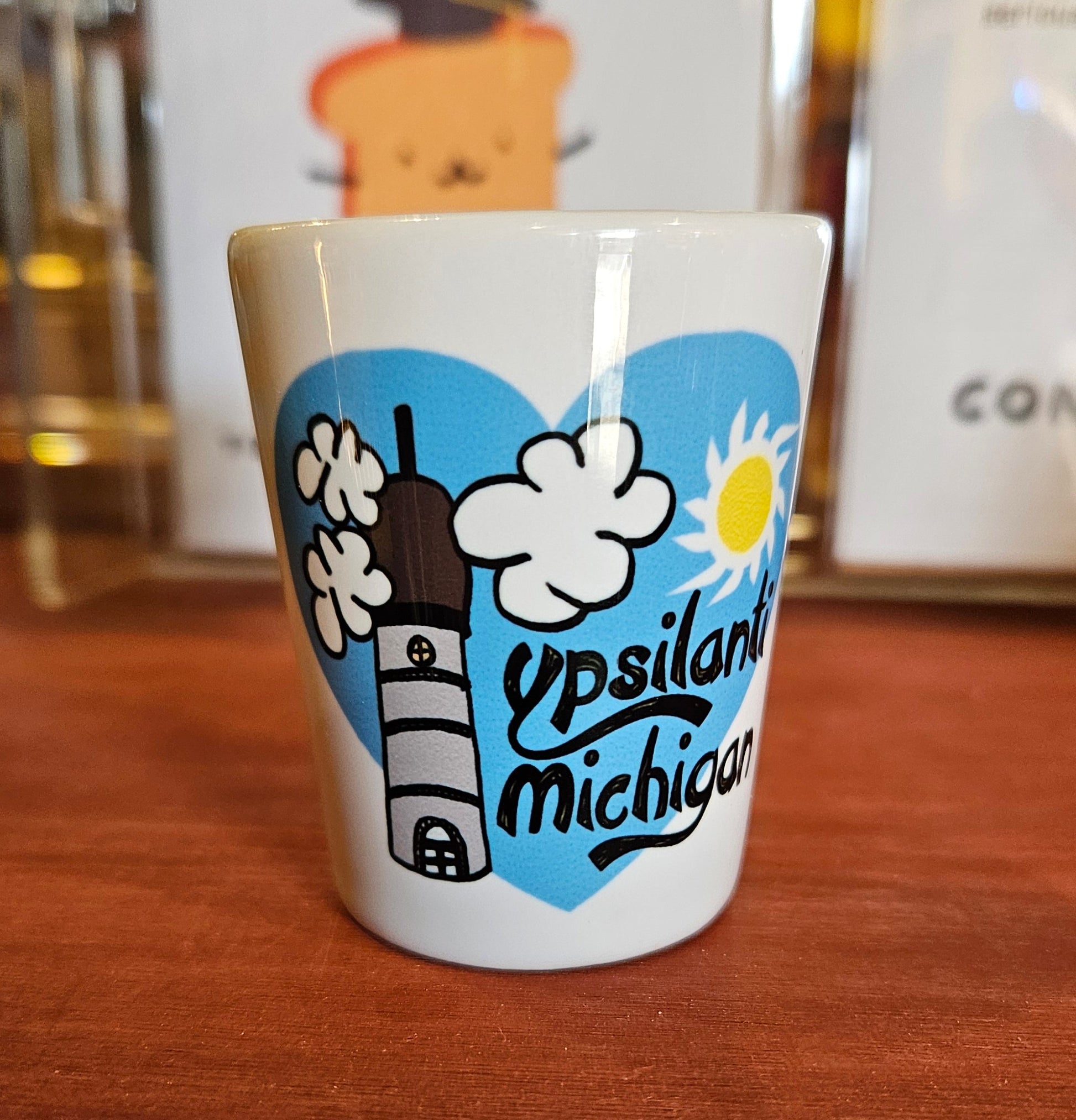 Ypsilanti Cartoon Shot Glass White