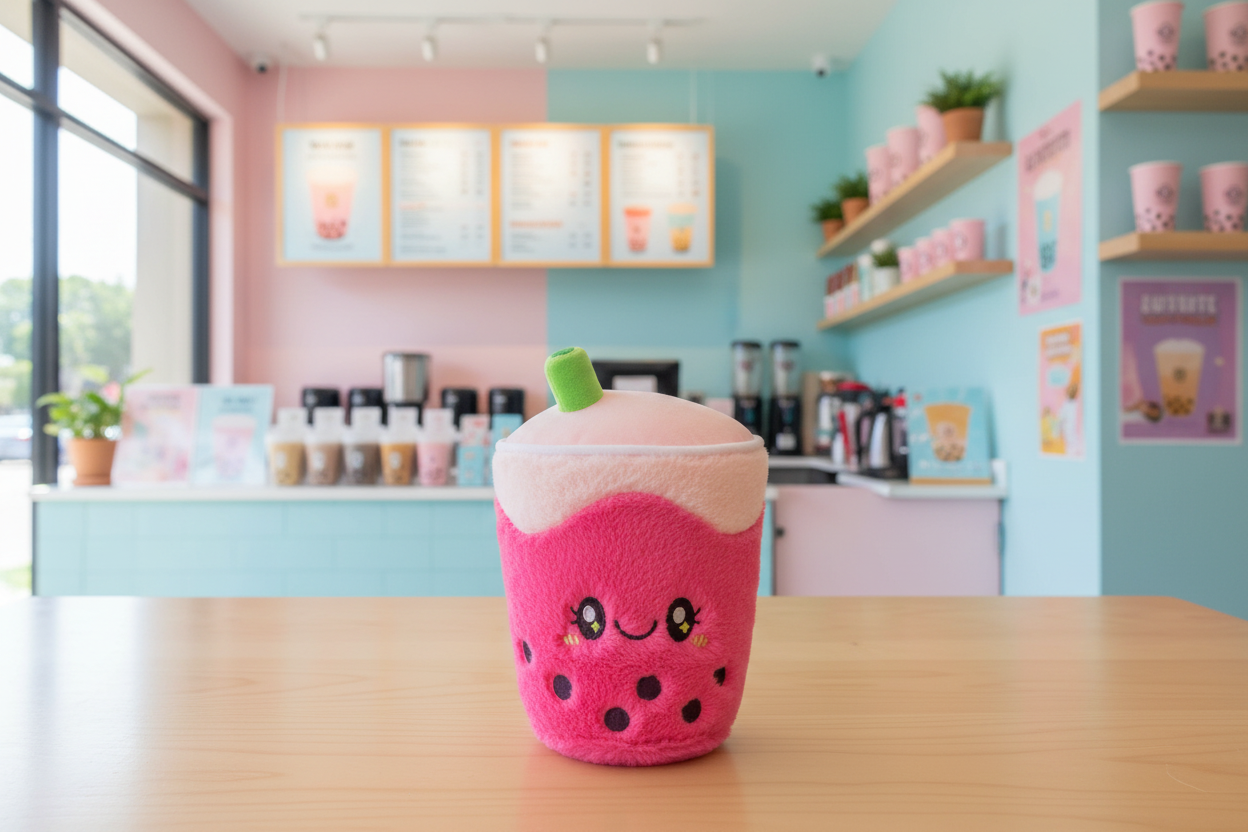 Strawberry Bubble Tea Plush Snugglemi Snackers 5"