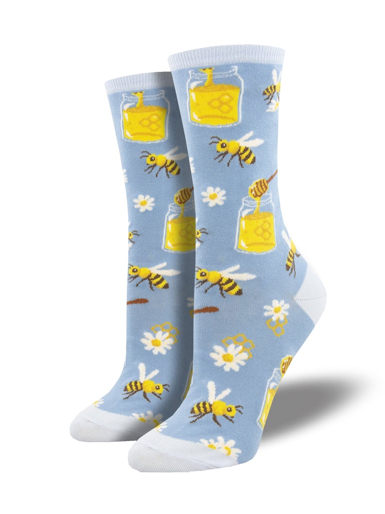 Bee My Honey Women's Crew Socks Blue