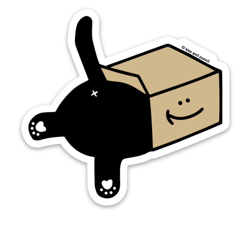 Black Cat In Box Sticker