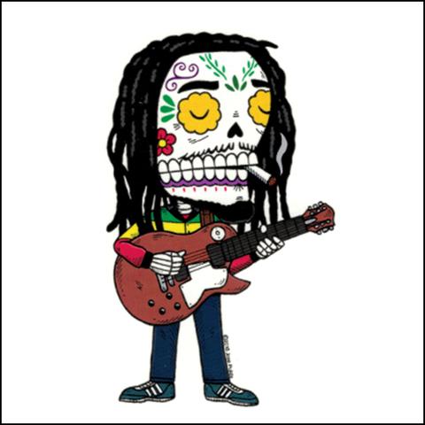 Bob Marley Sugar Skull Sticker