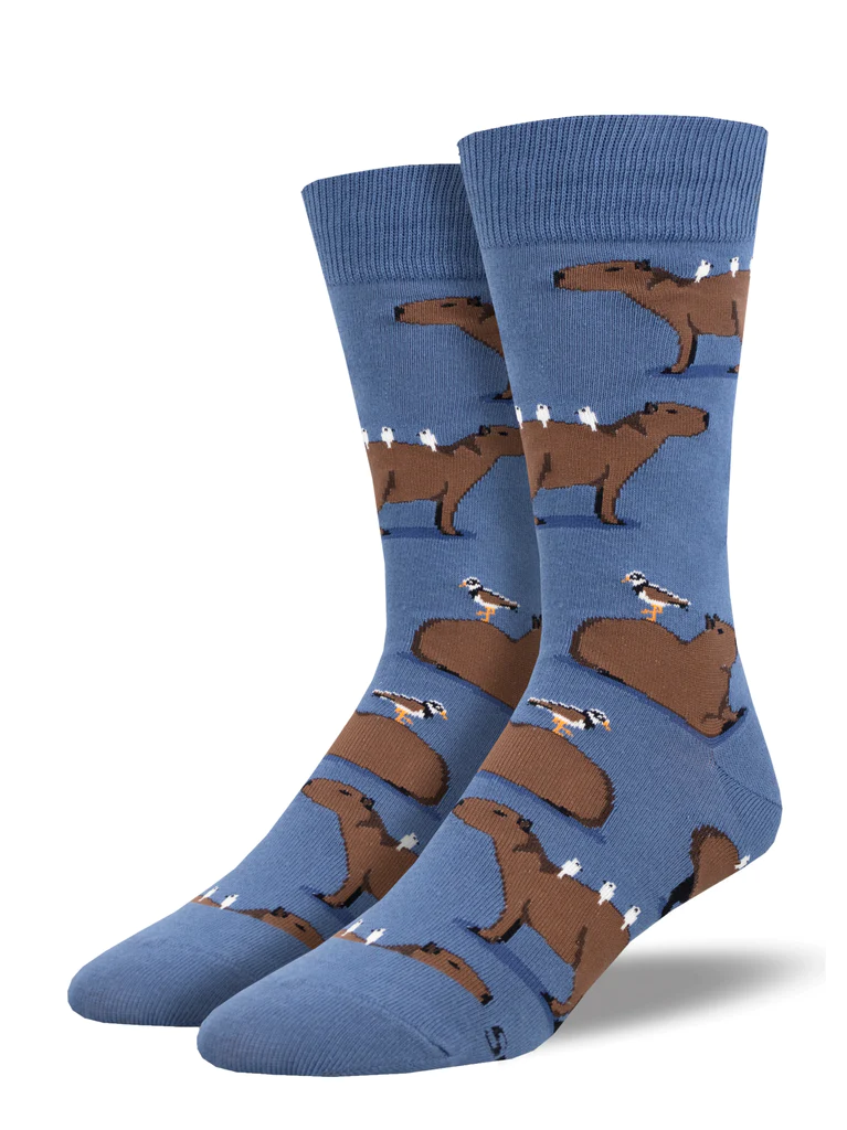 Capybara Men's Crew Socks Blue