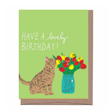Card Flower Cat Birthday