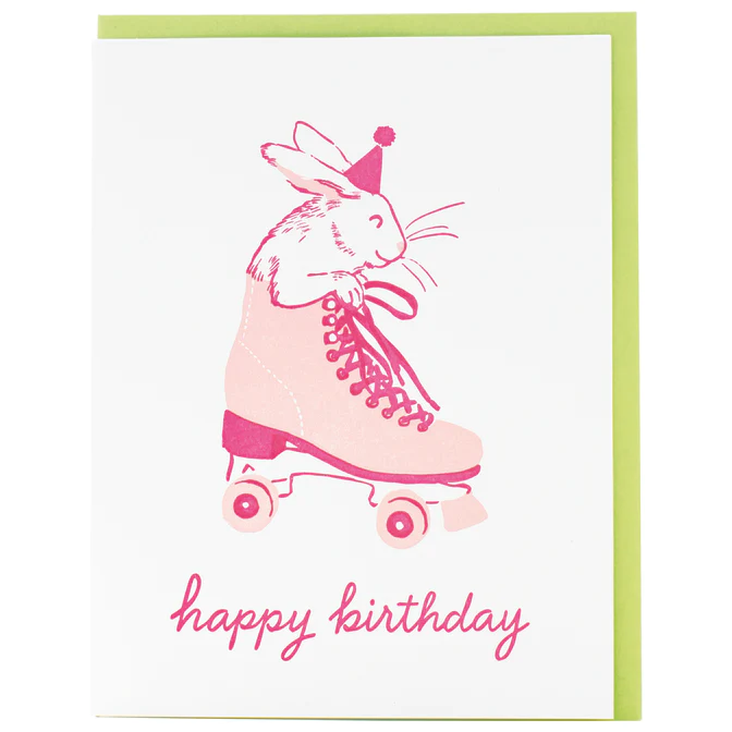 Card Roller Skate Bunny Birthday
