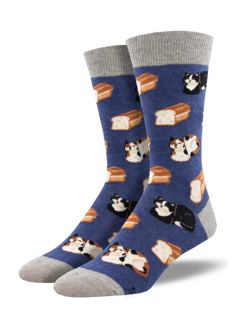 Cat Loaf Men's Crew Socks Denim Heather