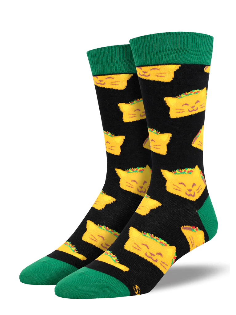 Cat Taco Men's Crew Socks Black