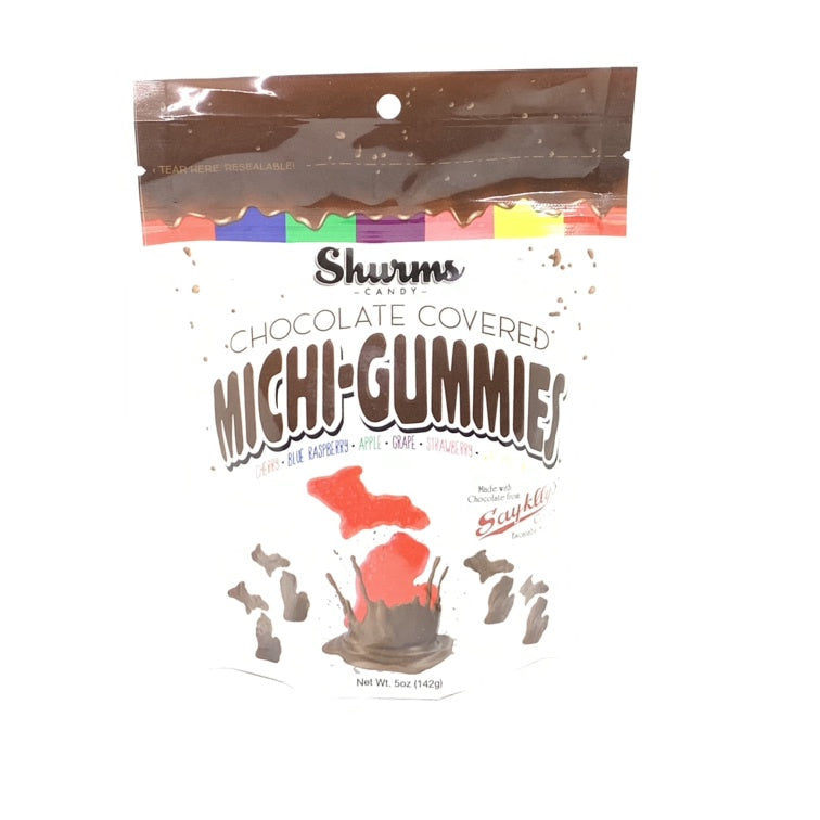 Michi-Gummies Chocolate Covered Michigan Gummy Candy Bag 5 oz