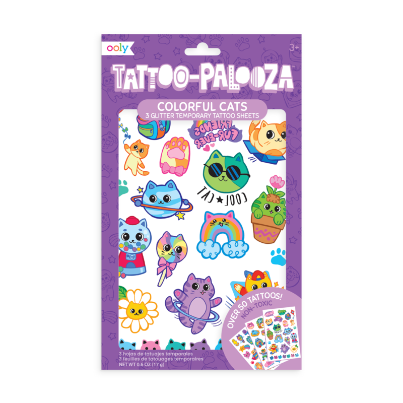 Colorful Cats Tattoo-Palooza Temporary Tattoos