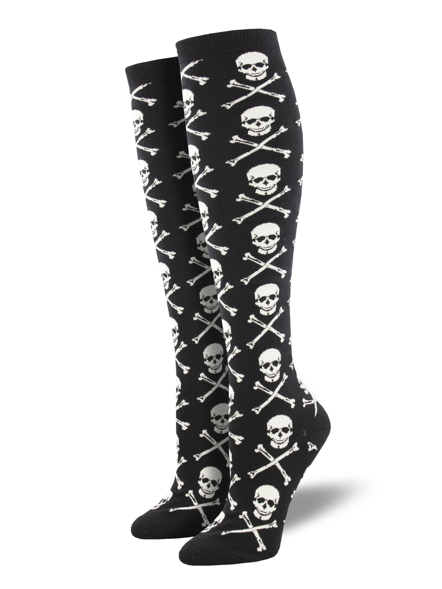 Crossbones Women's Knee High Socks Black