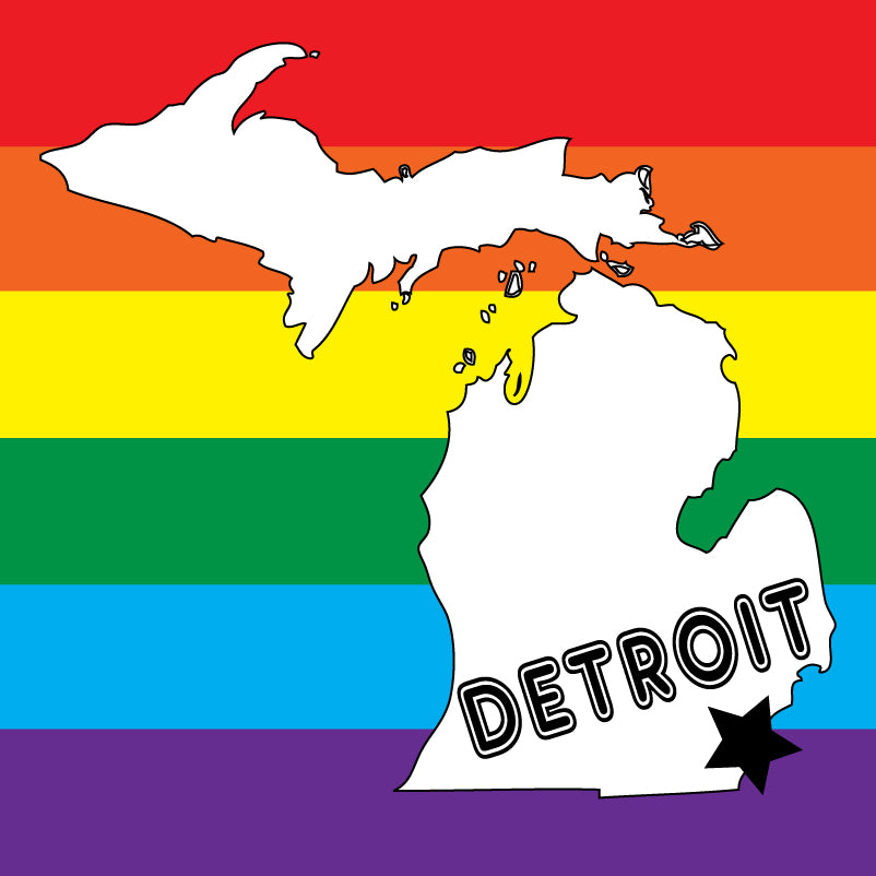 Detroit Rainbow Star Sticker