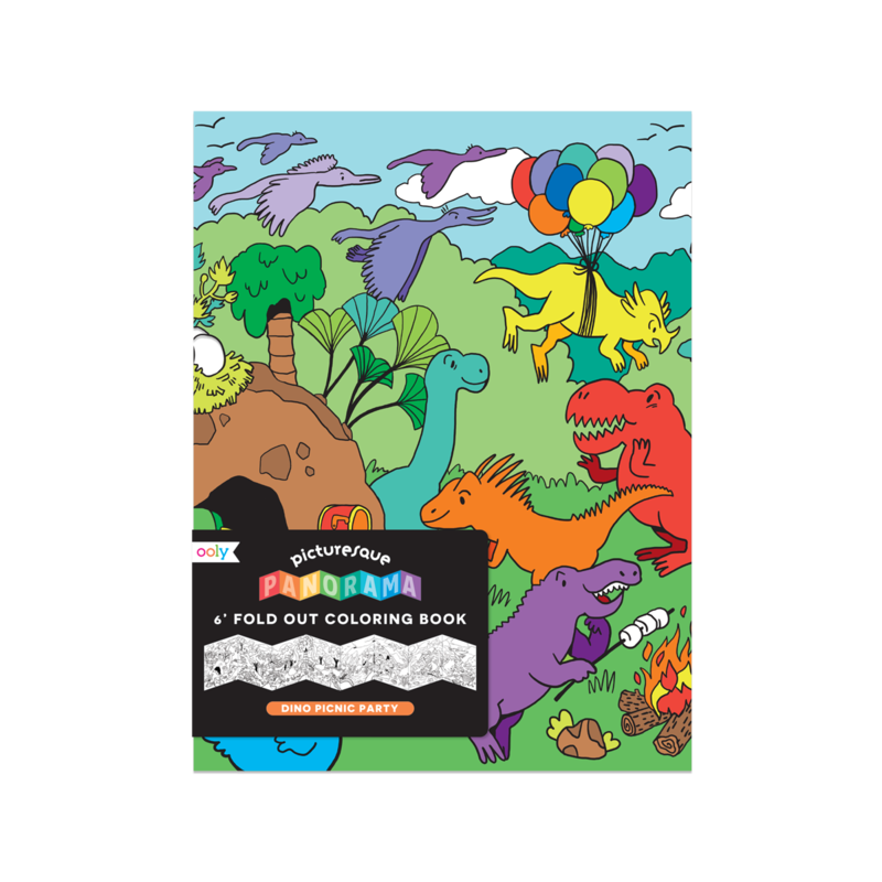 Dino Picnic Party Panorama Coloring Book