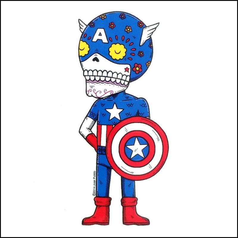 Captain America Sugar Skull Sticker