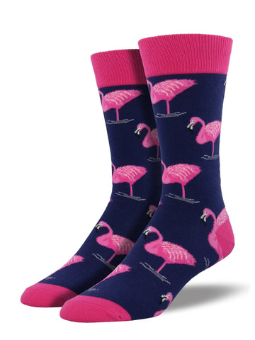 Flamingo Men's Crew Socks Navy