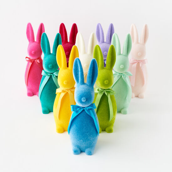 Flocked Button Nose Bunny Assorted 16"