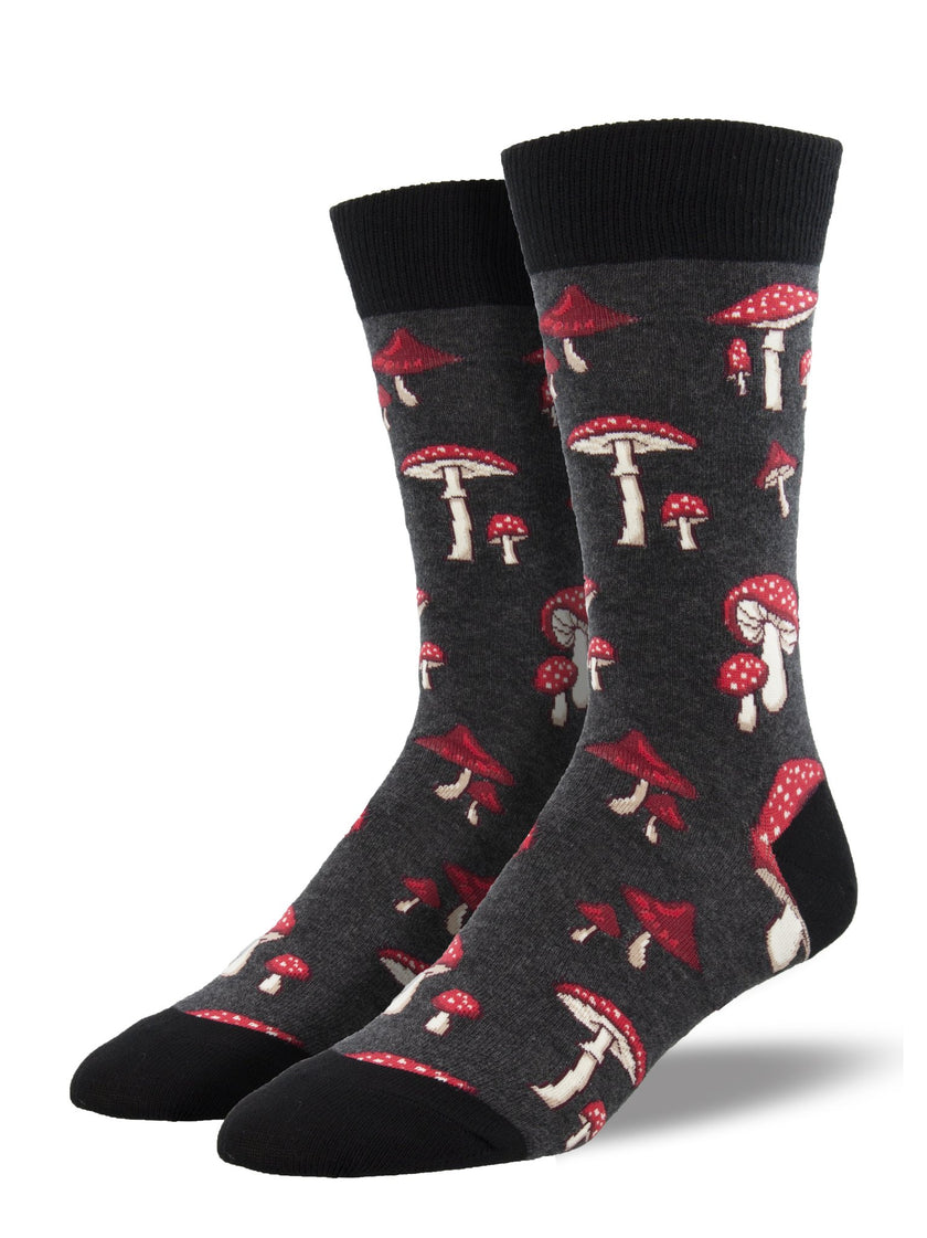 Pretty Fly For A Fungi Men's Crew Socks Charcoal Heather