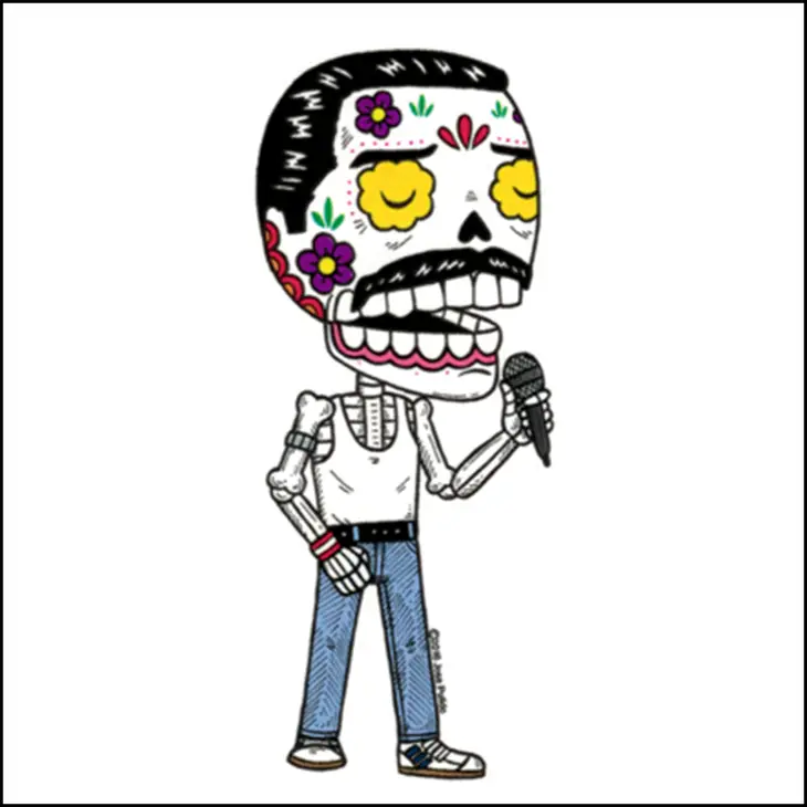 Freddie Mercury Sugar Skull Sticker