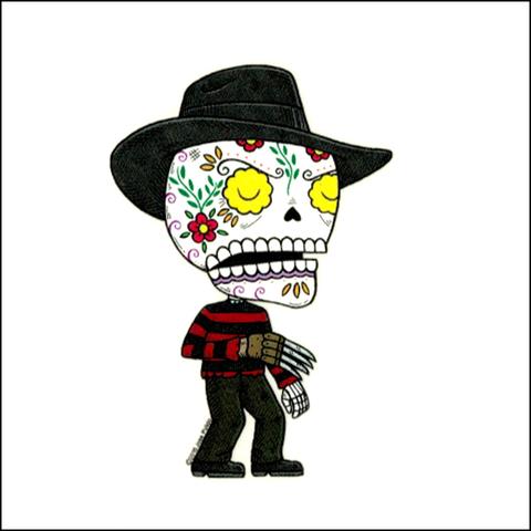 Freddy Krueger Sugar Skull Sticker