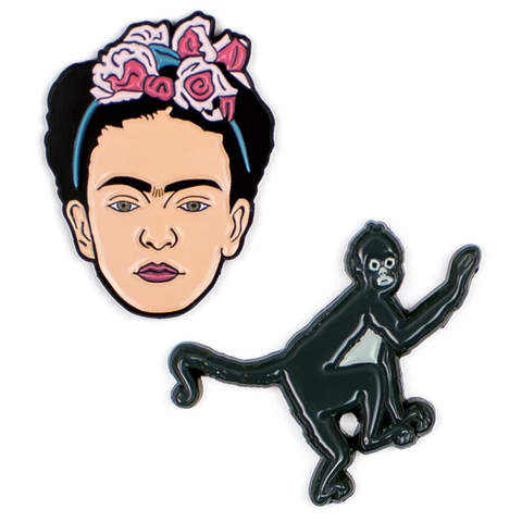 Frida Kahlo & Monkey Enamel Pin Set