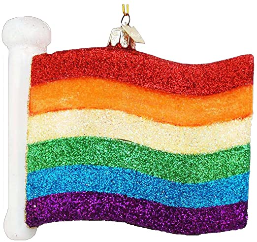 Gay Pride Rainbow Flag Glass Ornament