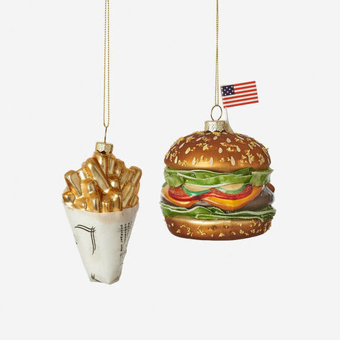 Hamburger OR Fries Glass Ornament (FRIES ONLY)