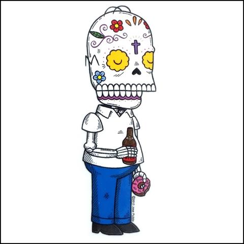 Homer Simpson Sugar Skull Sticker Simpsons