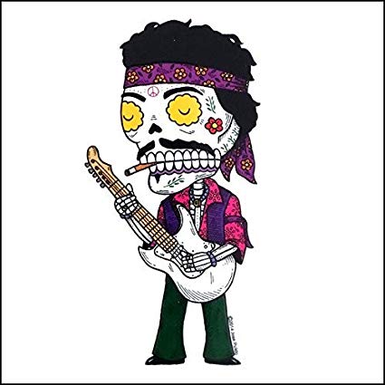 Jimi Hendrix Sugar Skull Sticker