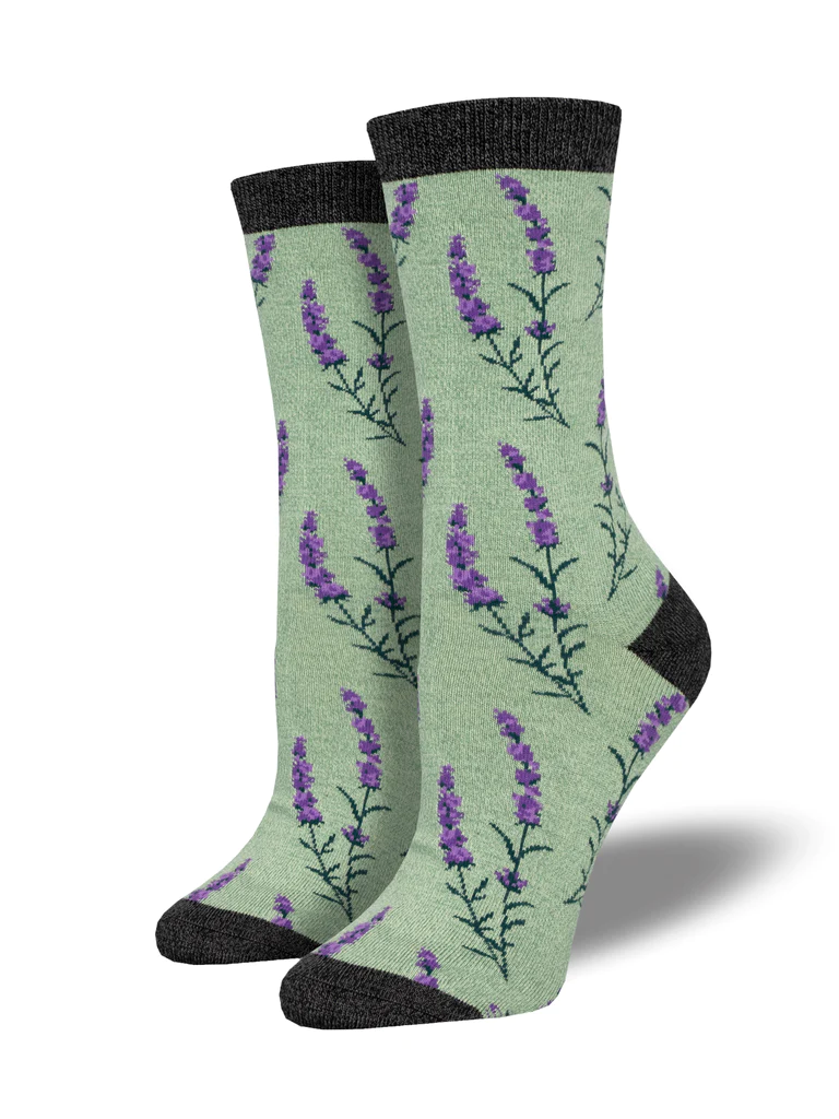 Lovely Lavender Women's Bamboo Socks Green Heather