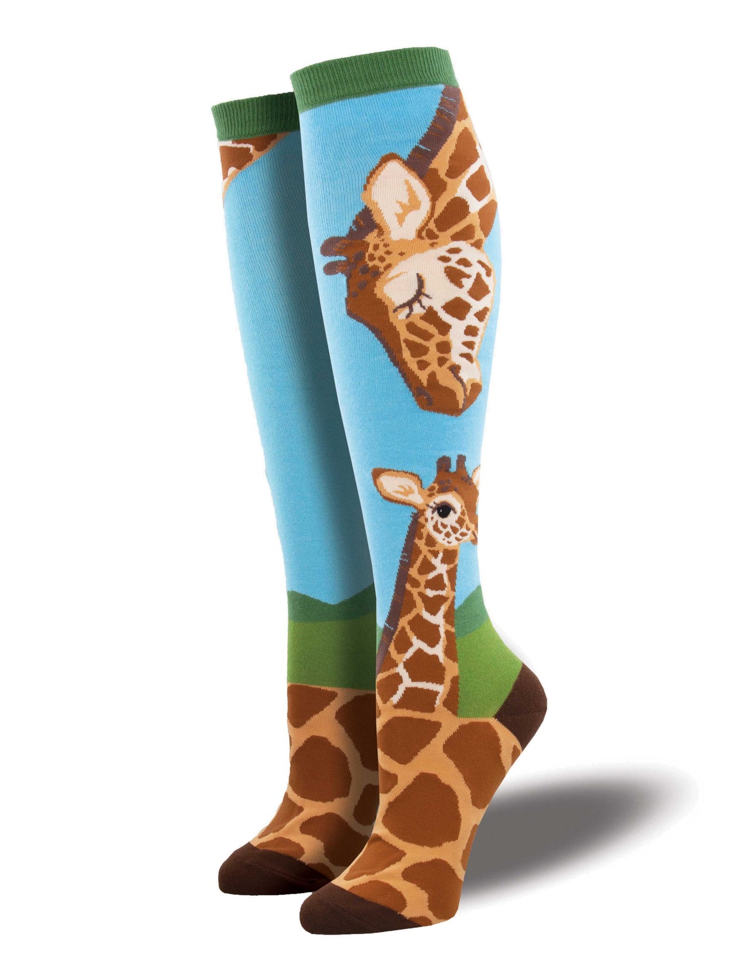 Loving Giraffes Women's Knee High Socks Blue