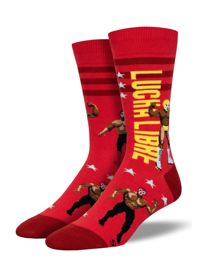Lucha Libre Men's Crew Socks Red